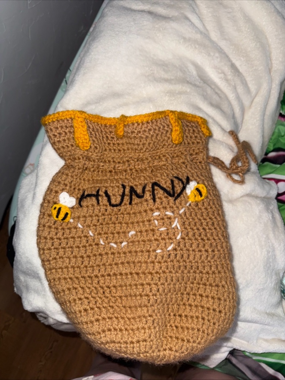Handmade Crochet 'HUNNY' Honey Pot Bag in Brown & Yellow